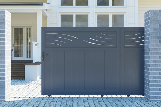 Portail coulissant 3,7m HALTI H.160cm aluminium gris
