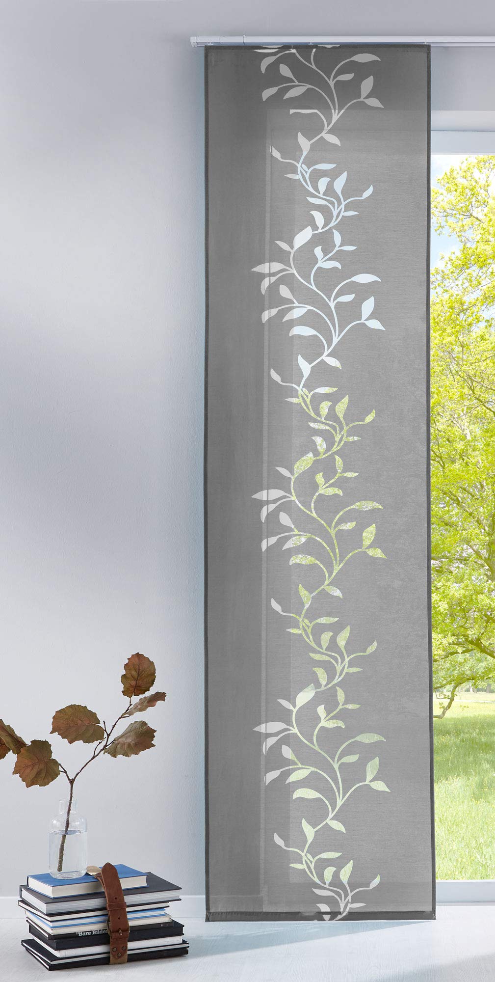 Tendril - Tenda a pannello in tessuto di alta qualità con binario di scorrimento, 100% poliestere, grigio, altezza x larghezza 245 x 60 cm | Leroy Merlin