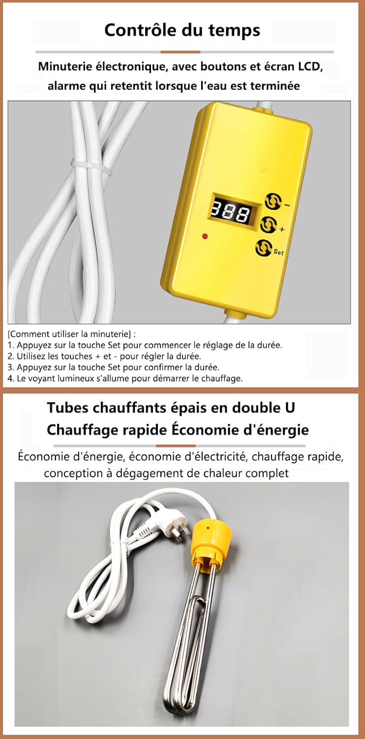 Przepływowy elektryczny podgrzewacz wody do łazienki i prysznica, z inteligentnym timerem, kompaktowy, bez zbiornikowy podgrzewacz wody o mocy 3000 W - 3