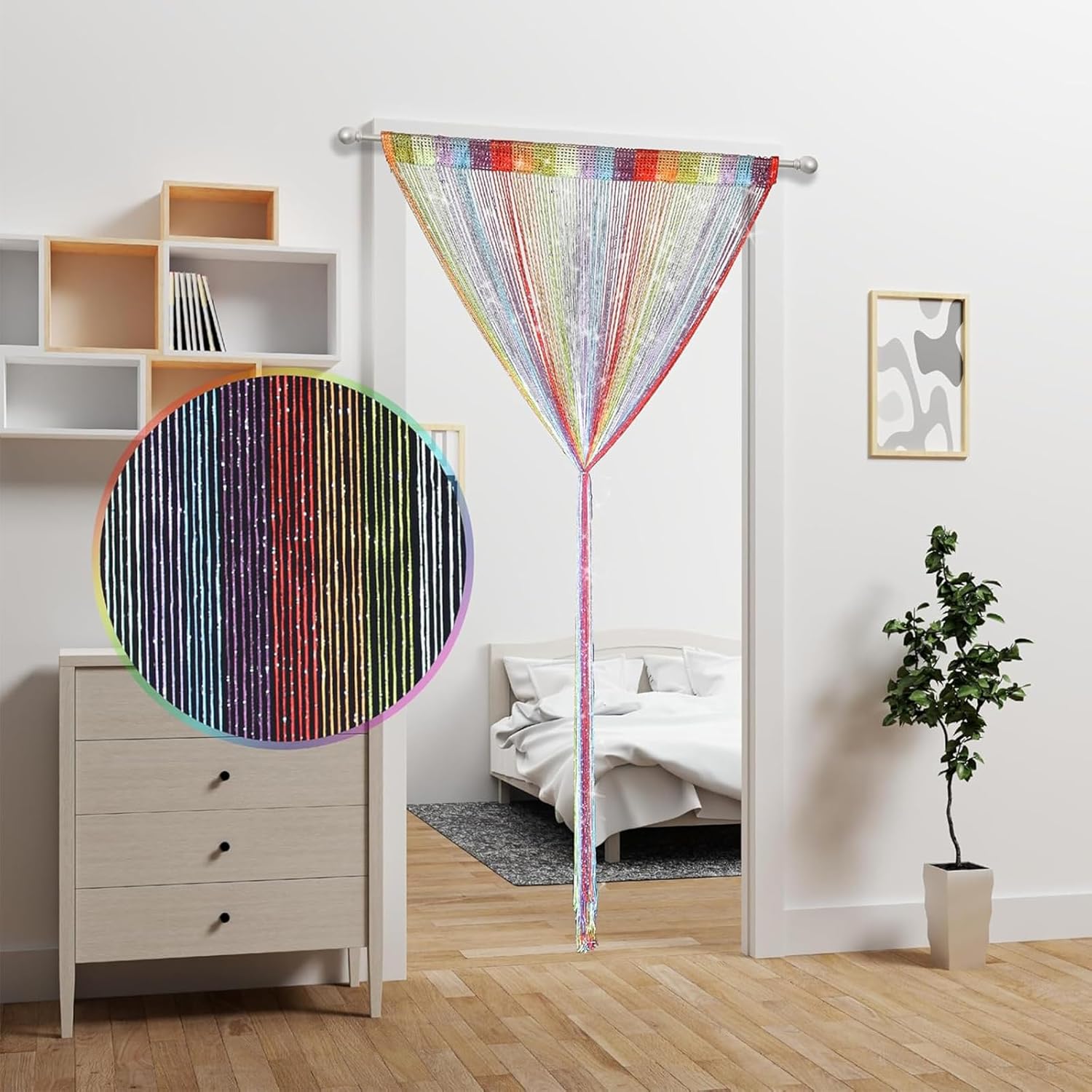 Rideau Anti Mouches pour Porte Extérieur et Intérieur, Rideau de Porte 100 x 200 cm, Rideaux à Cordes pour moustiquaire, divise-pièce, Mariage(Coloré) - 6