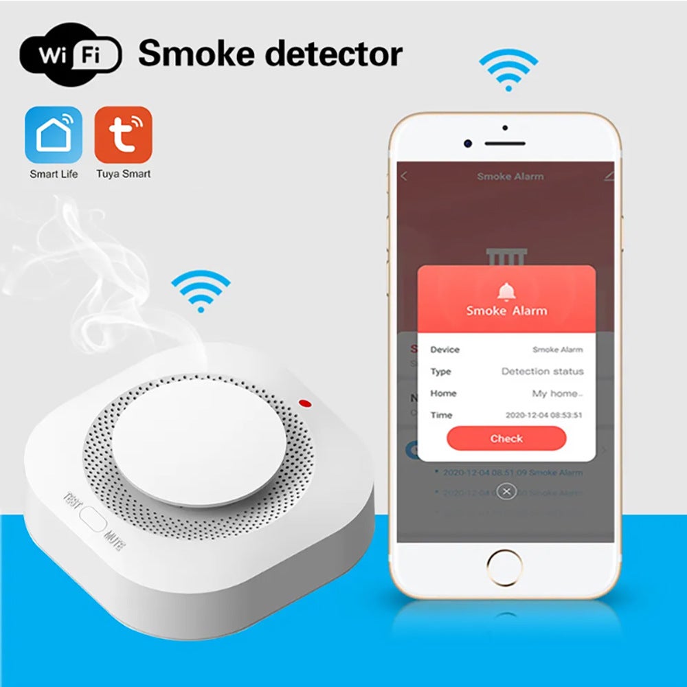Detector de humo Tuya WiFi, sensor de humo inalámbrico, detección inteligente de 360°, alta sensibilidad, ideal para casas y villas. - 2