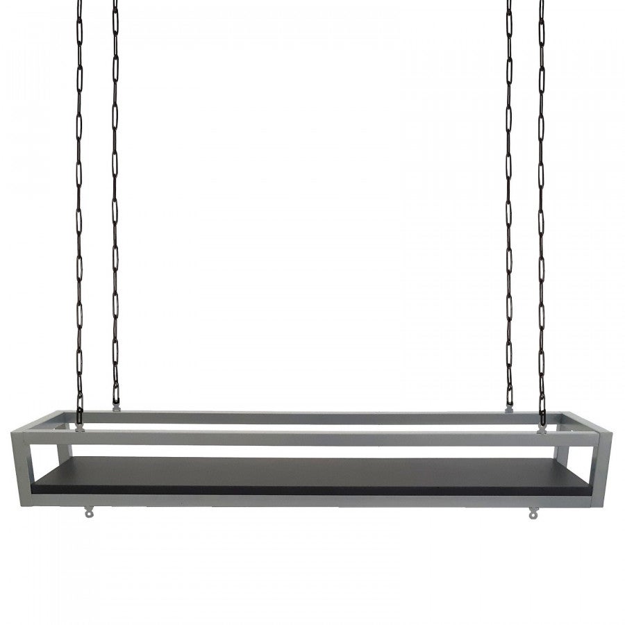 Etagère FLEURS SUSPENDUE au PLAFOND GRIS NOIR longueur 115 cm avec chaînes pour fleurs jardin vertical verre porte bouteille bar cuisine - 4