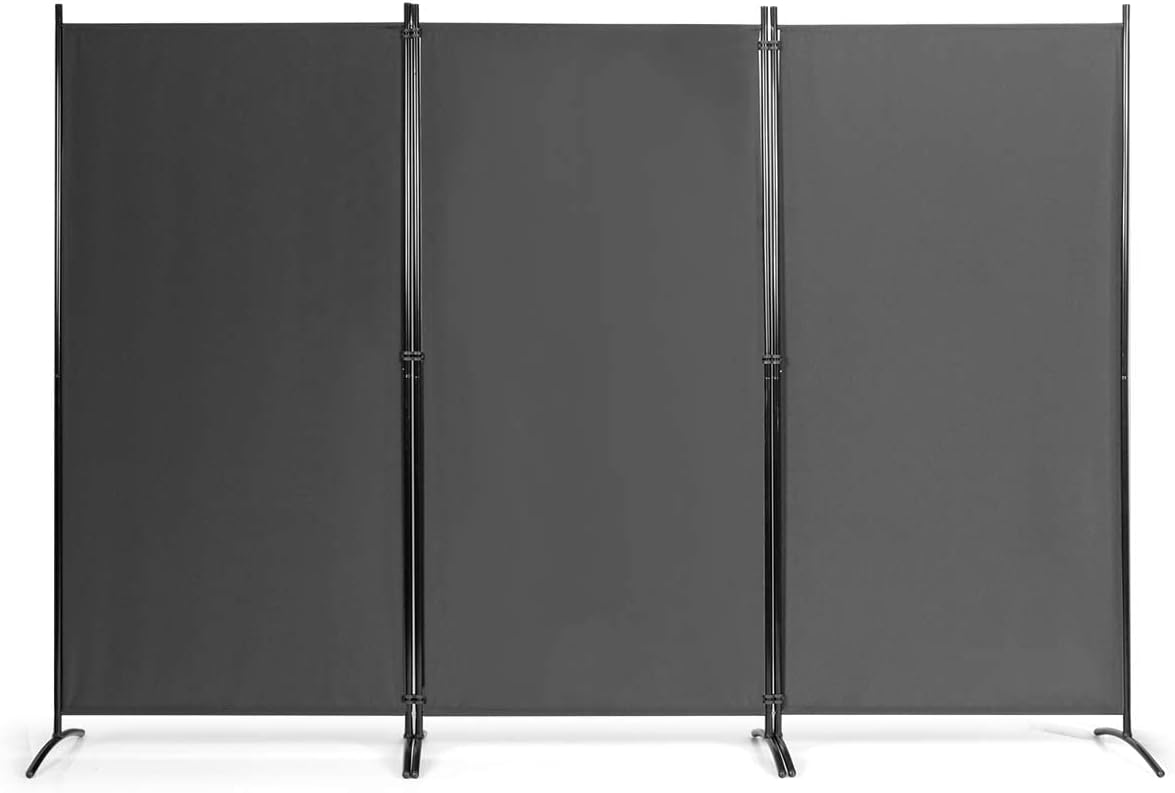 Paravento Pieghevole A 3 Pannelli 260x176 Cm Nero - Divisorio Per Interni Ed Esterni