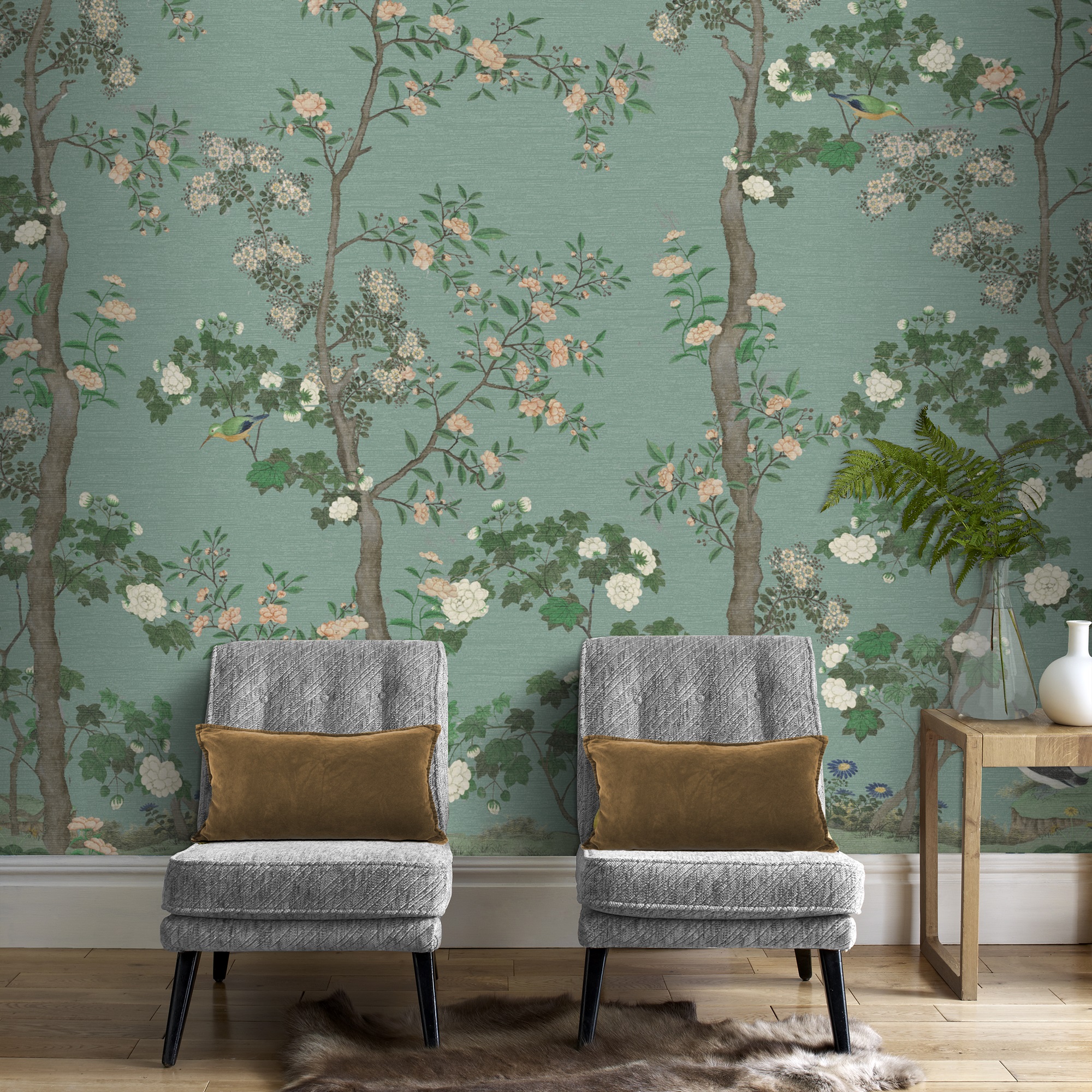 Papier peint panoramique Jardin de Rachel 280 x 250cm Vert sauge - 3