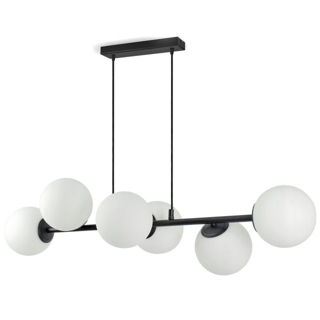 Lampa sufitowa wisząca żyrandol nad stół szklane białe kule 561-o6 czarna