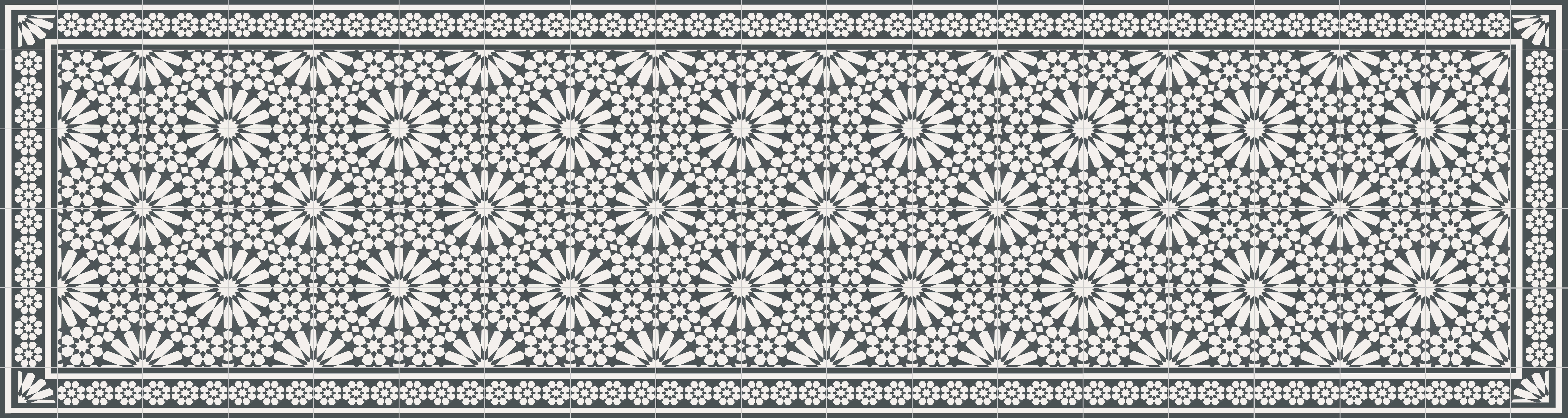 Tapis antidérapant en vinyle Samara gris oscuro 80x300 cm - PVC imprimé, lavable, ignifuge, pour le salon ou la cuisine, style hydraulique, gris - 2