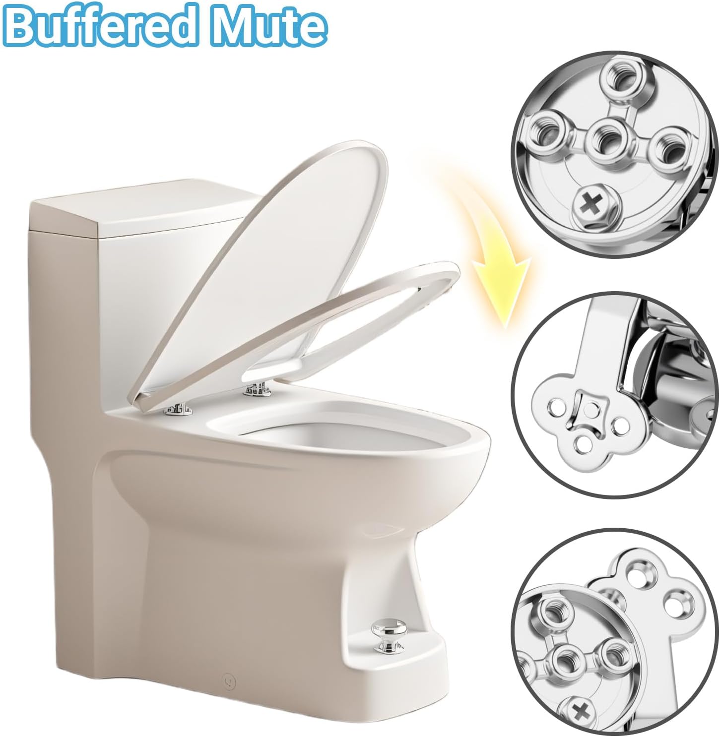 Charnière Abattant WC avec Frein de Chute - 1 Paire Fixation Abattant WC Universelle en Alliage de Zinc - Charnière Abattant WC Soft Close Solide et R - 4