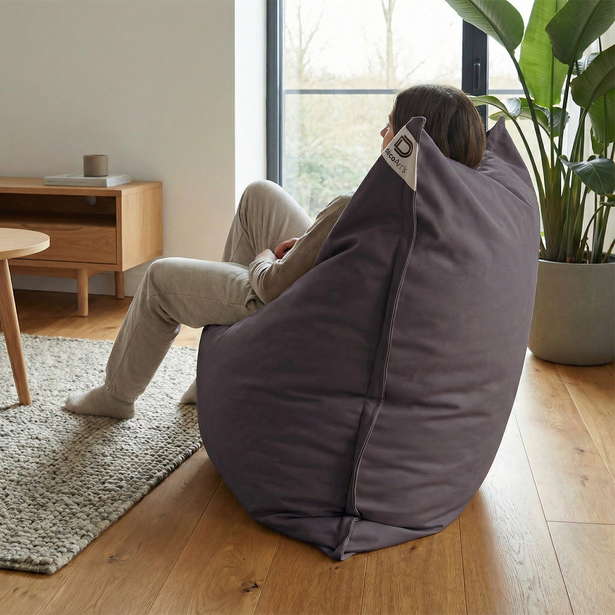 Custodia Pouf Gigante XXL 180x140cm Interno ed Esterno - Grigio carbone - 3