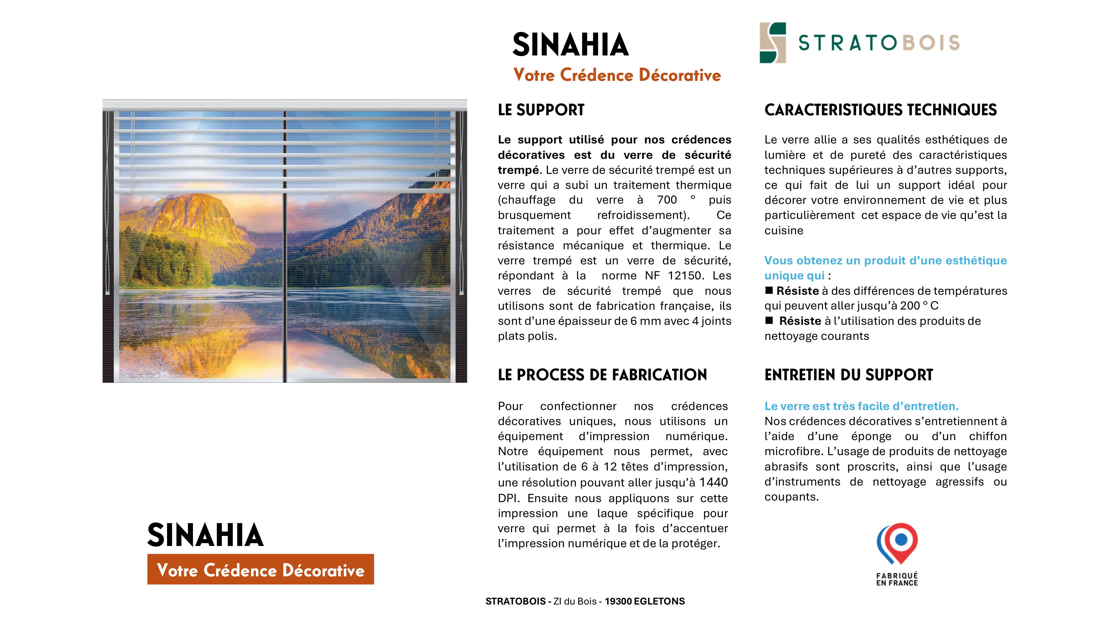 Crédence décorative SINAHIA paysage fenêtre 900mmx700mm Ep 6mm verre securit - 6