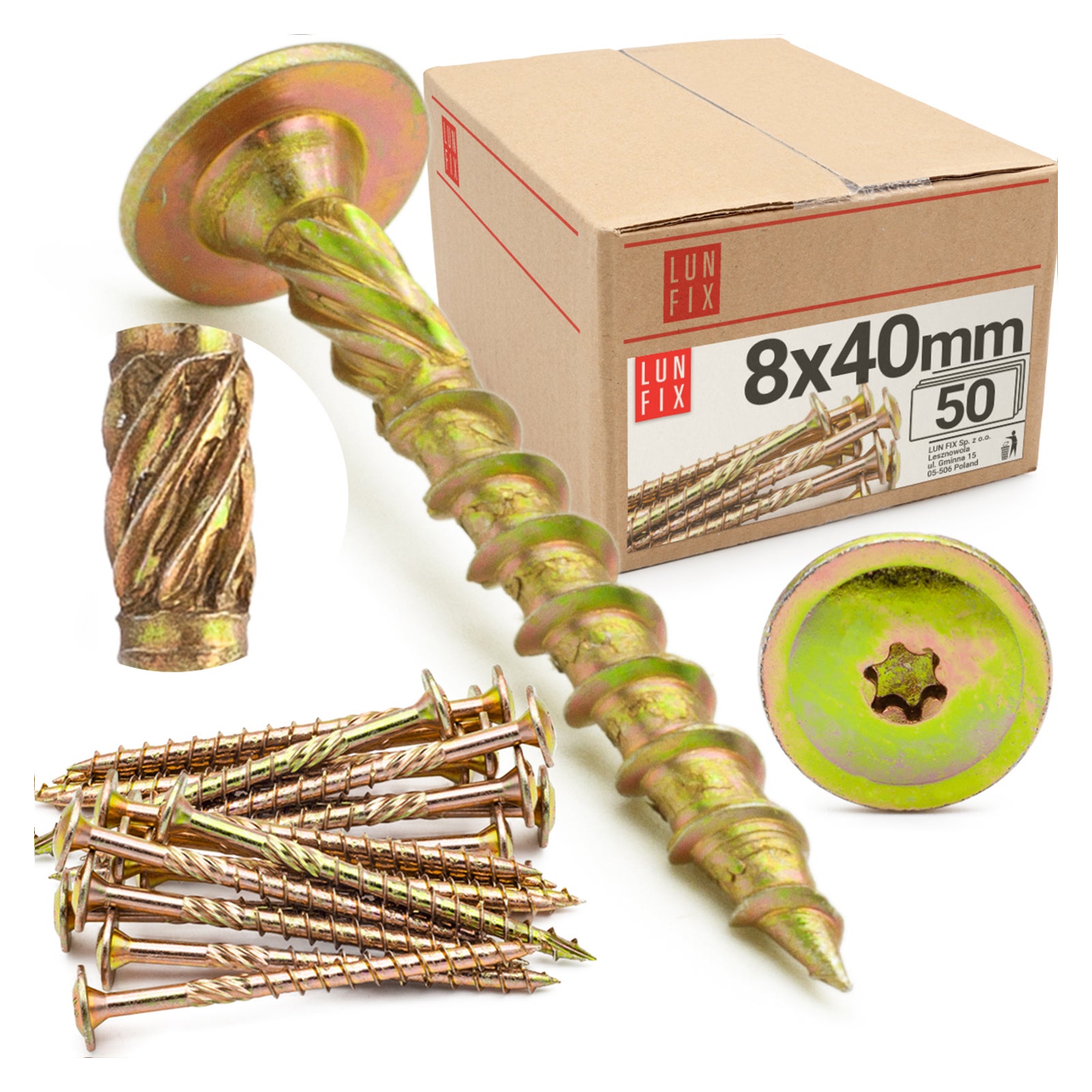 Wkręty ciesielskie z łbem talerzowym 8x40mm 50szt.