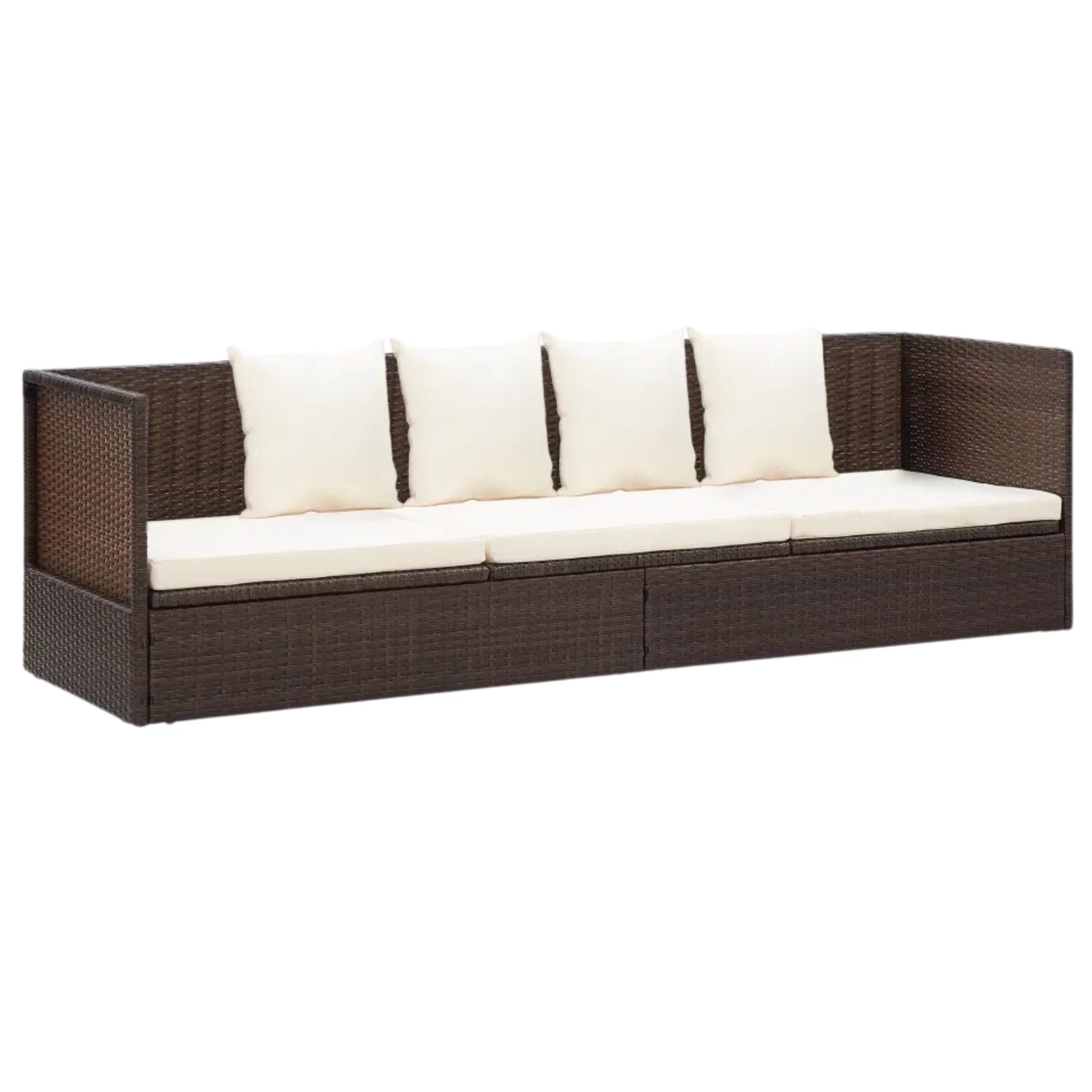 Sofa ogrodowa z poduszkami, polirattan, brązowa vidaXL