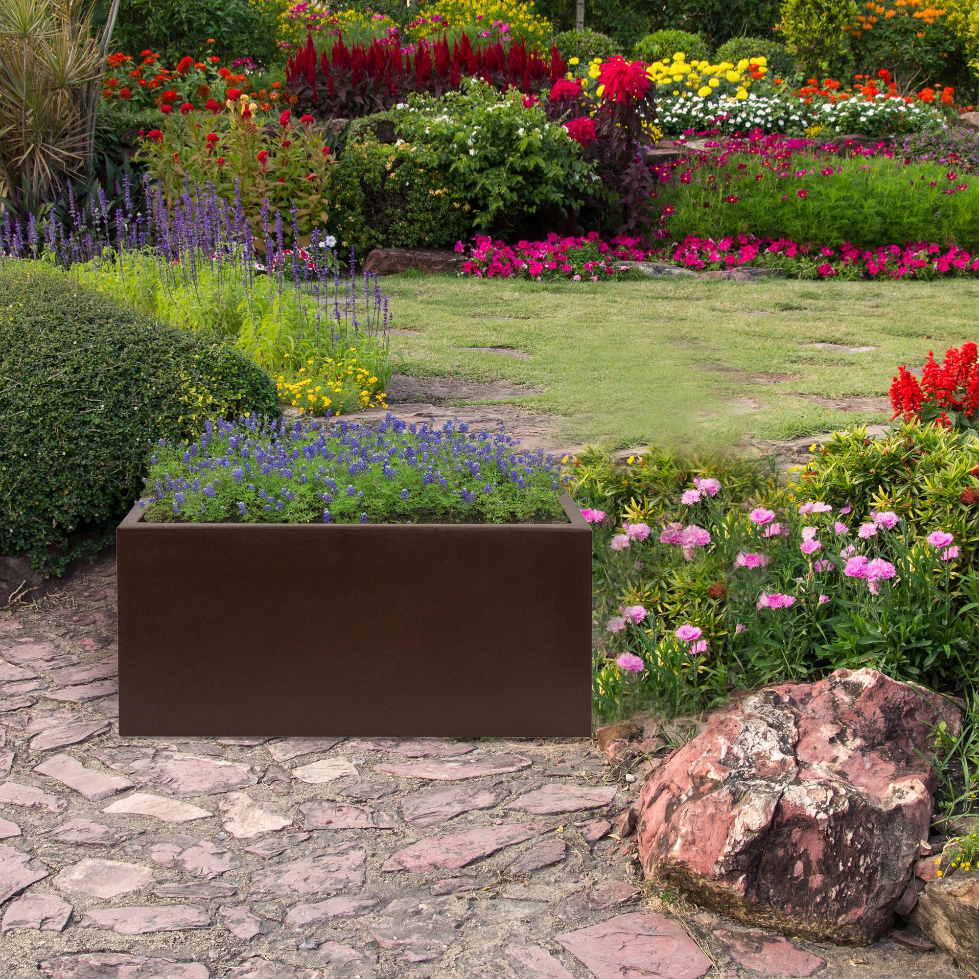 Pot de fleurs WellHome en polyéthylène bronze 80x40x40 cm - 4