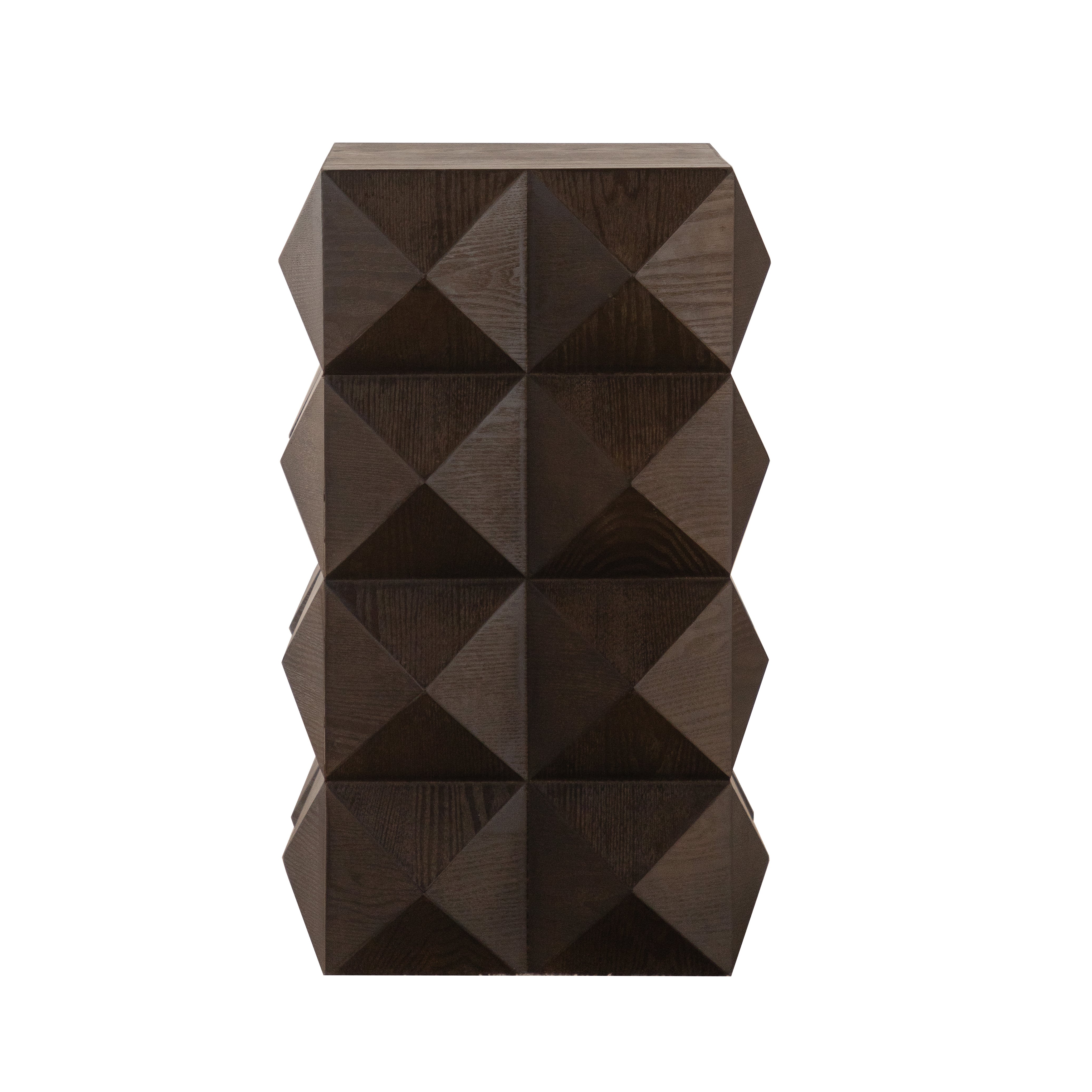 Stolik Bokowy Retro 60cm - Deska MDF i Drewno Solidne, Relief 3D, Bez Montażu, Brązowy