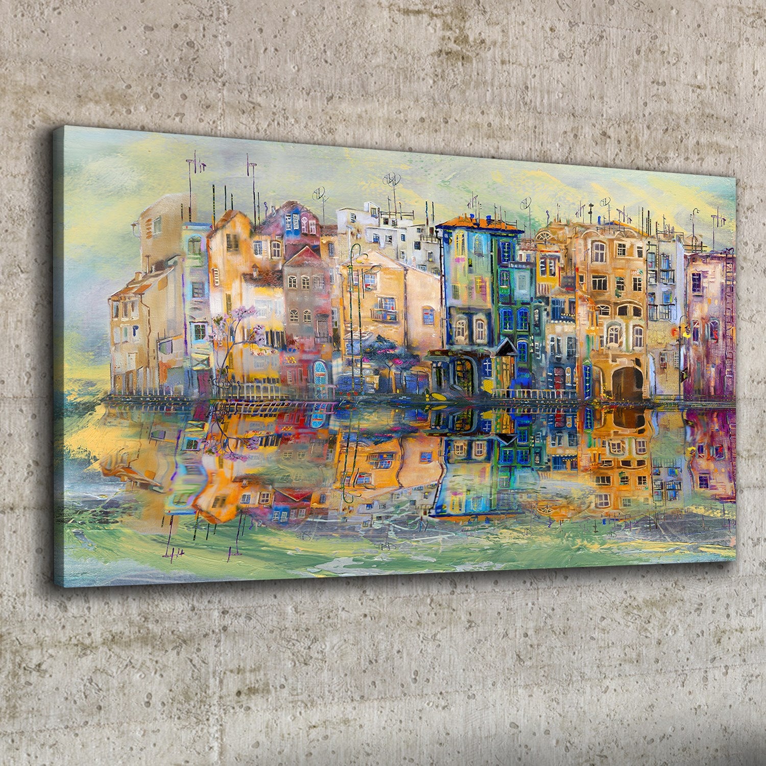 Tableau sur Toile 100x50 cm Tulup – Impression Murale, Idéal pour Salon et Chambre – Ville sur l'eau - 2