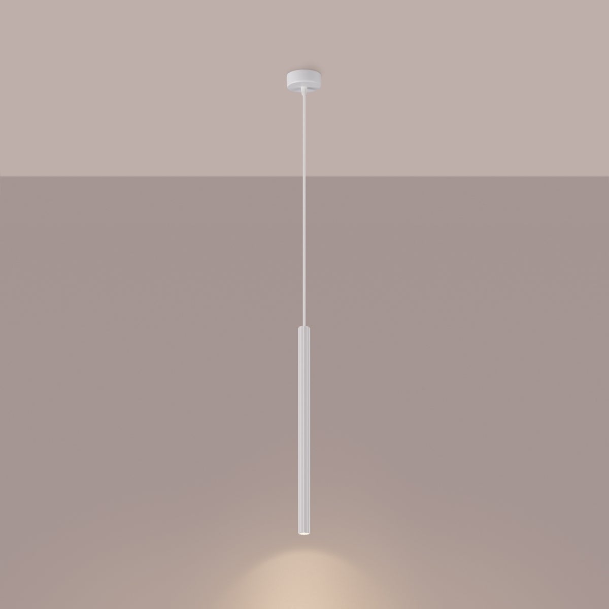 Lampa wisząca ELARA 1 biała LED 3000K - 8x8x120cm Sollux