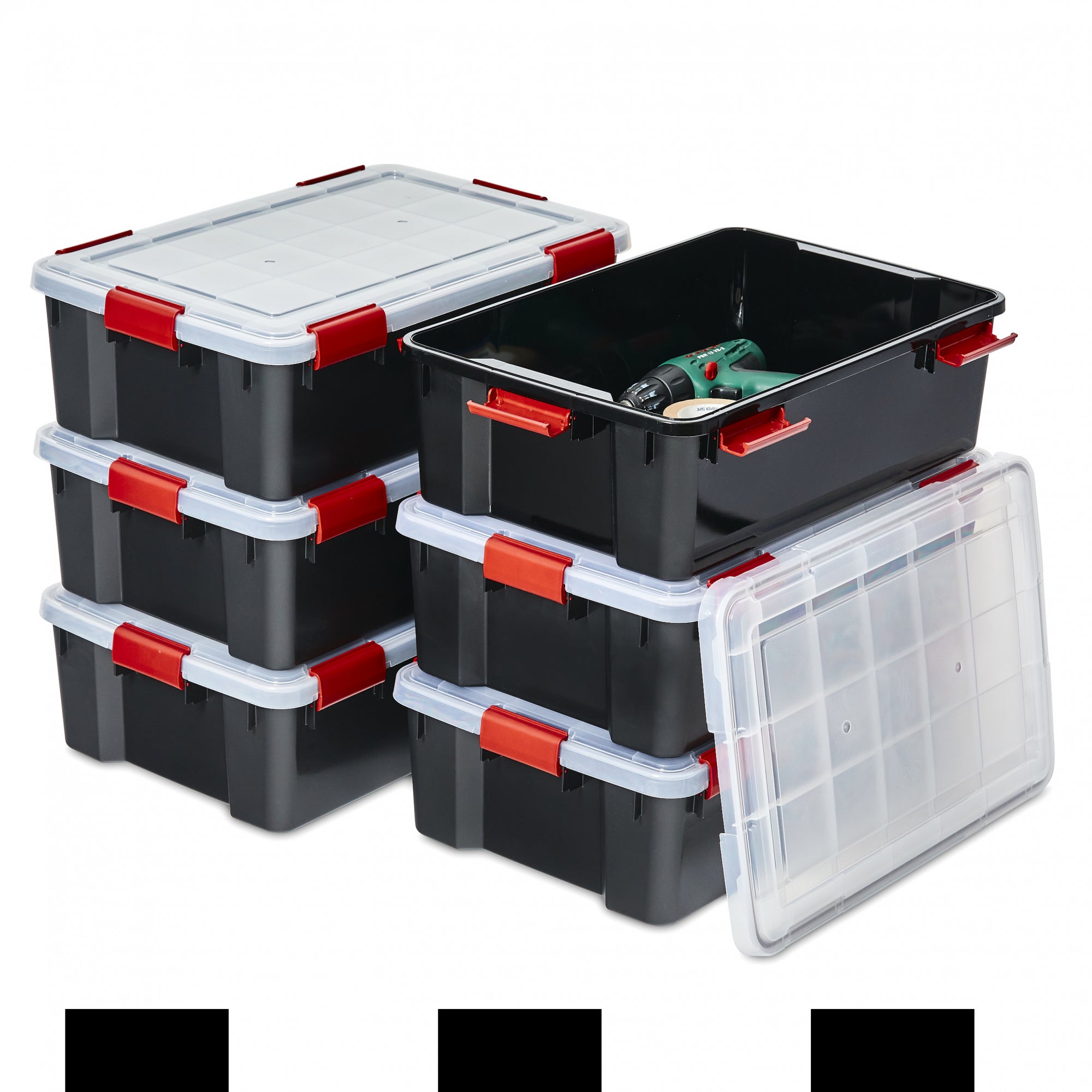 Boîtes Rangement Plastique Iris Ohyama 30L Avec Couvercle - Lot De 3 - Transparent Empilable