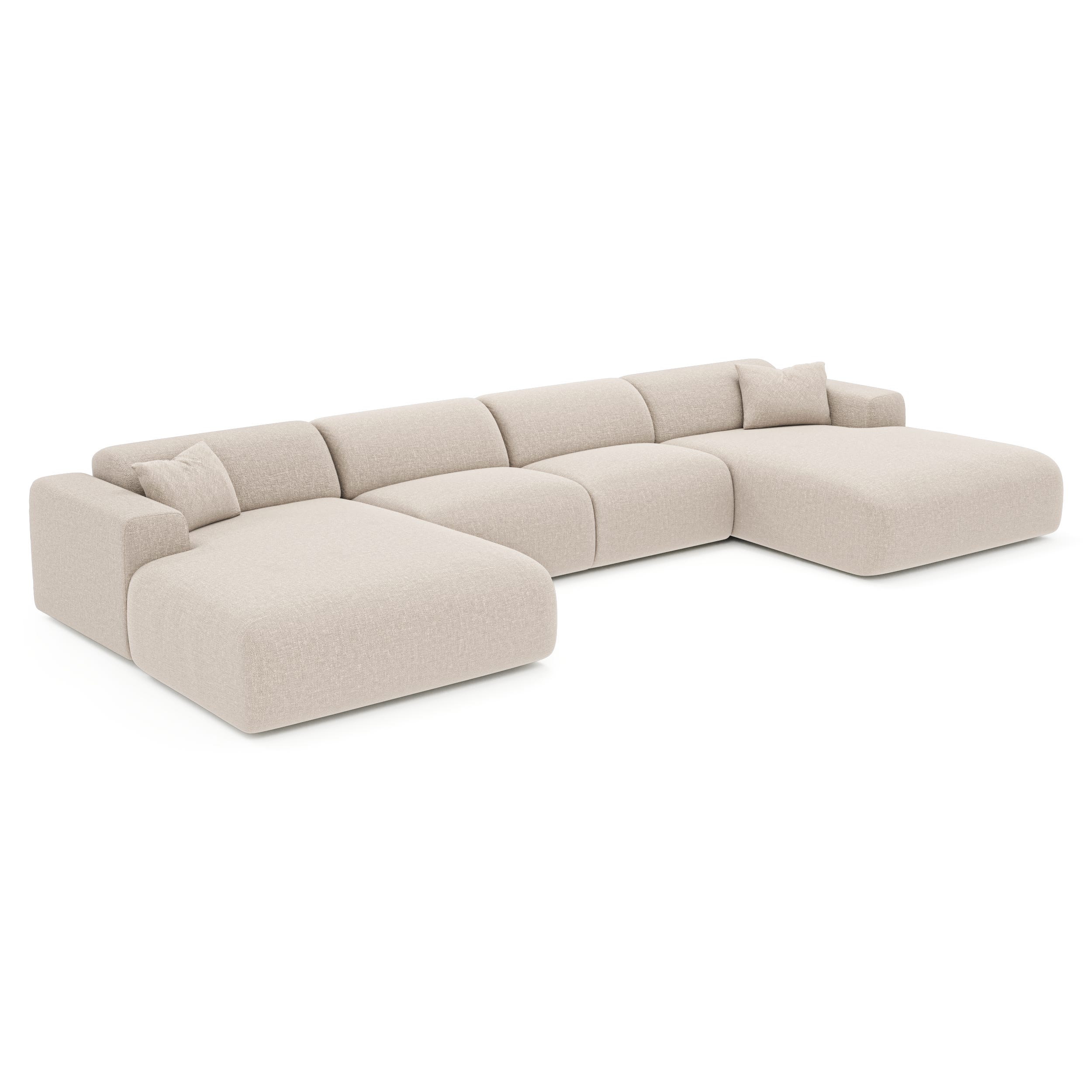Canapé panoramique symétrique MYRA Tissu tramé Beige | Leroy Merlin