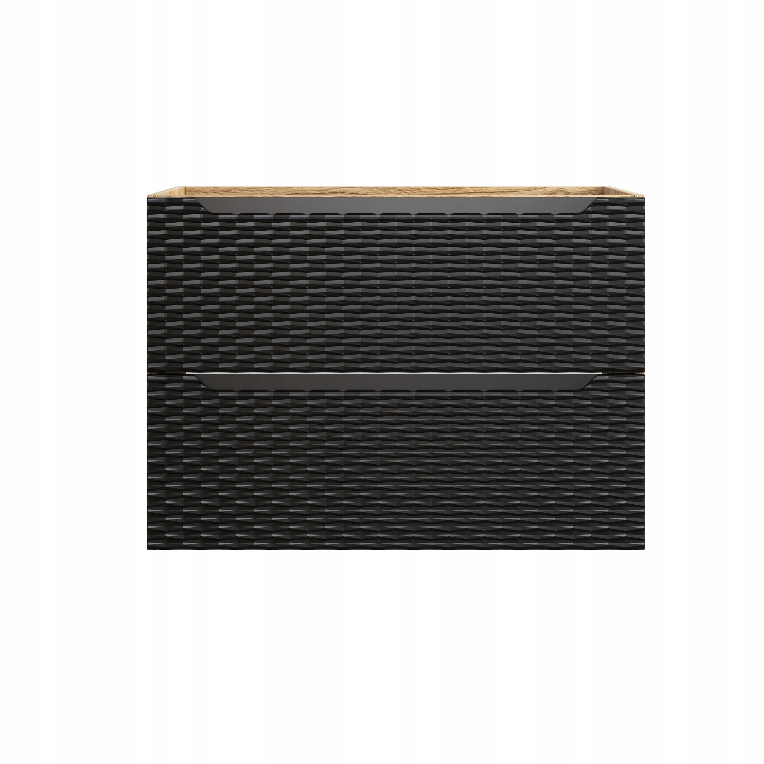 Szafka łazienkowa OCEAN 80 cm czarna dąb olejowany front 3D MDF wisząca - 5