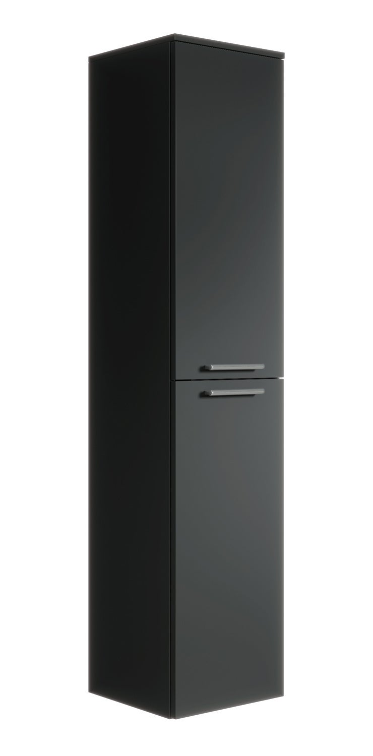 Badplaats columna de baño venus 30 x 30 x 160 cm color negro mate columna colgante con dos puertas