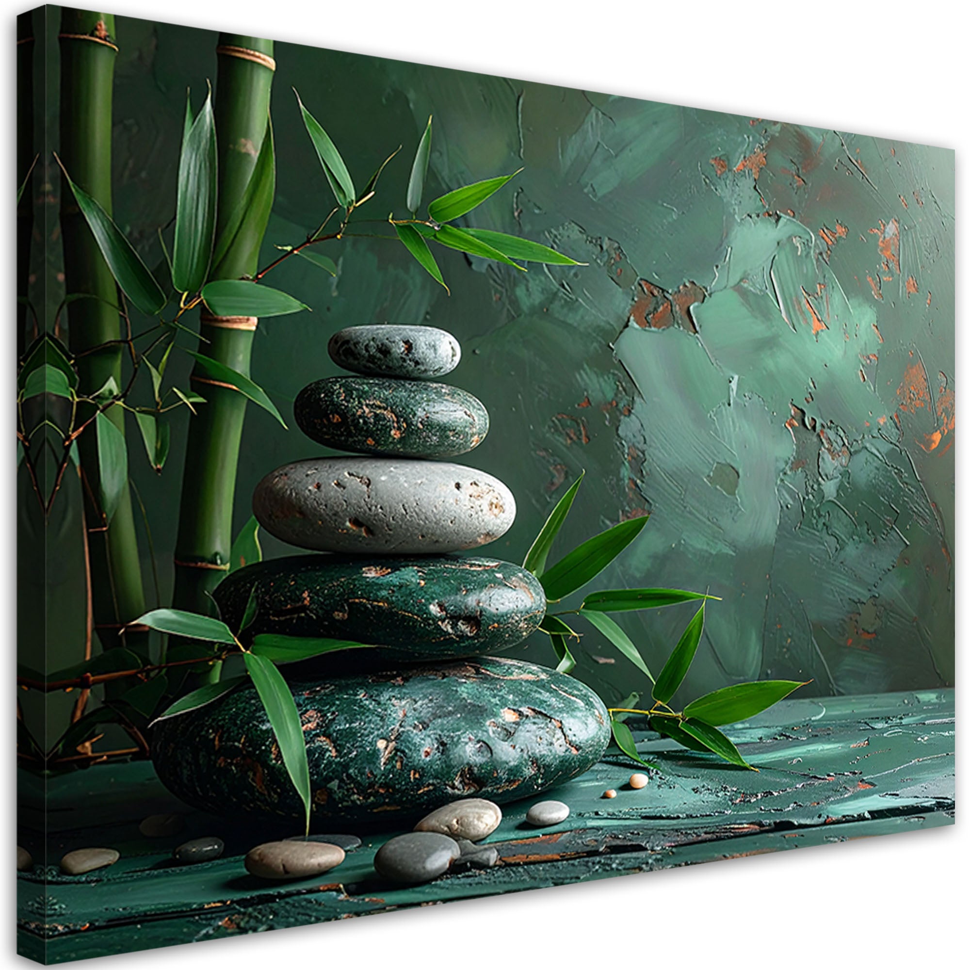 Obraz do salonu sypialni kuchni, Kamienie zen spa liście bambusa zielony 100x70