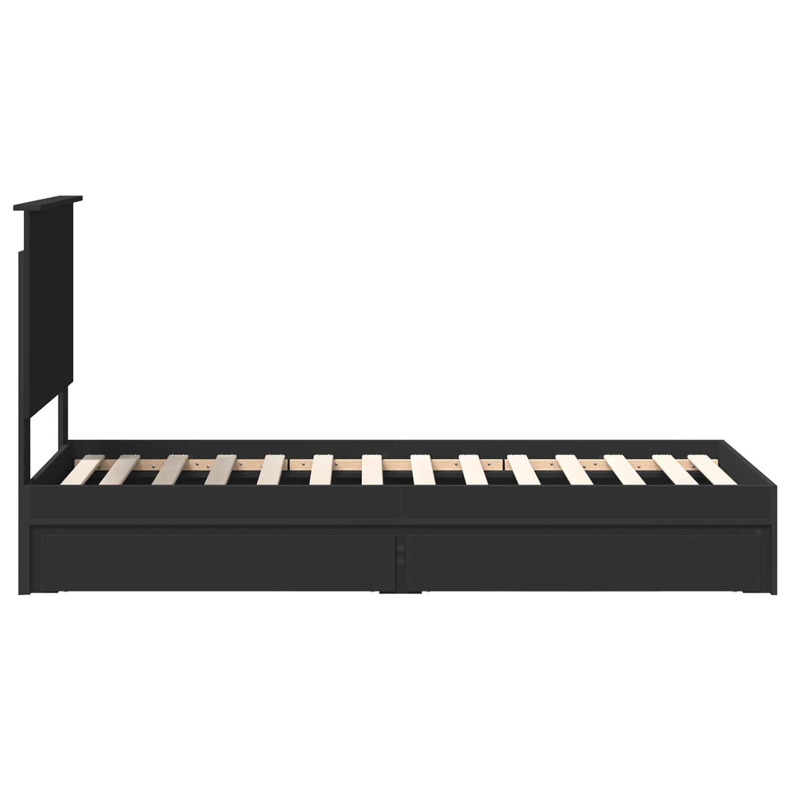 Lit de rangement avec tiroir noir 75 x 190 cm panneau de bois - 9