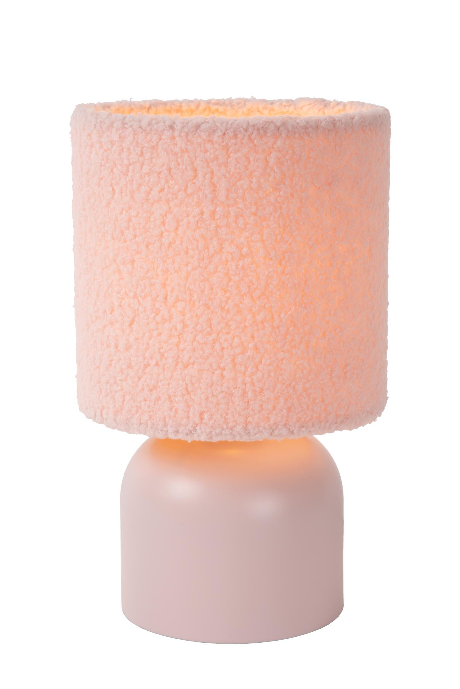 Lampa stołowa z abażurem Woolly różowa 1xE14x40W Lucide