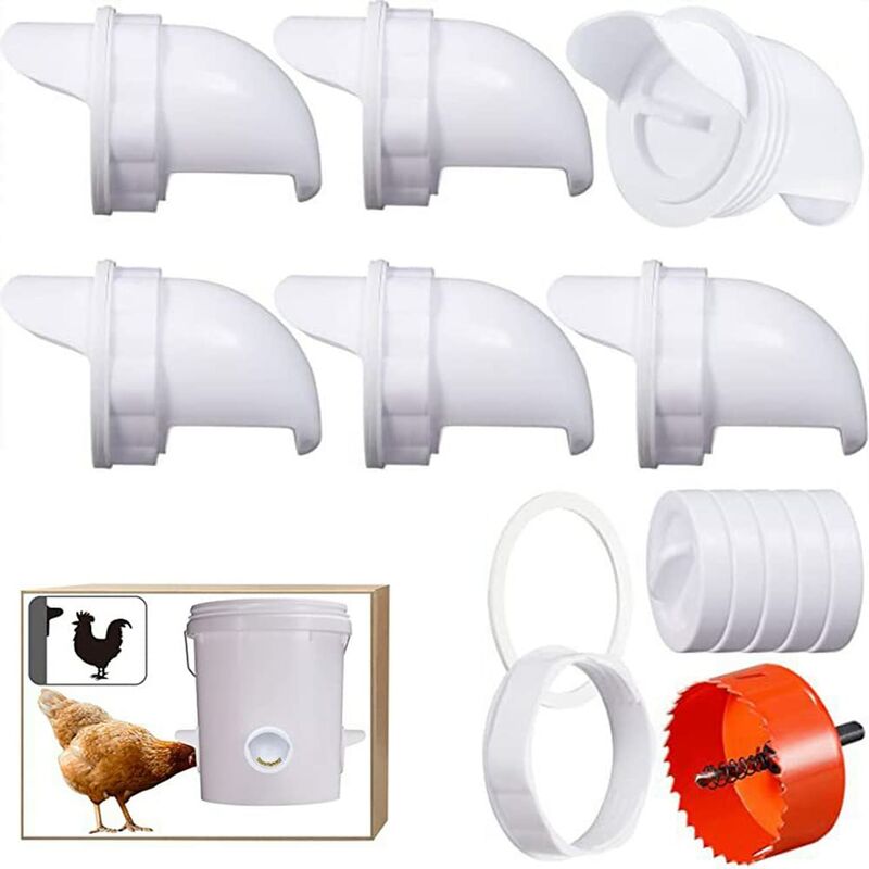 Karmnik dla kurczaków z 6 portami, automatyczny karmnik dla kurczaków, karmnik dla kurczaków do zwalczania szkodników, zestaw do samodzielnego karmnik