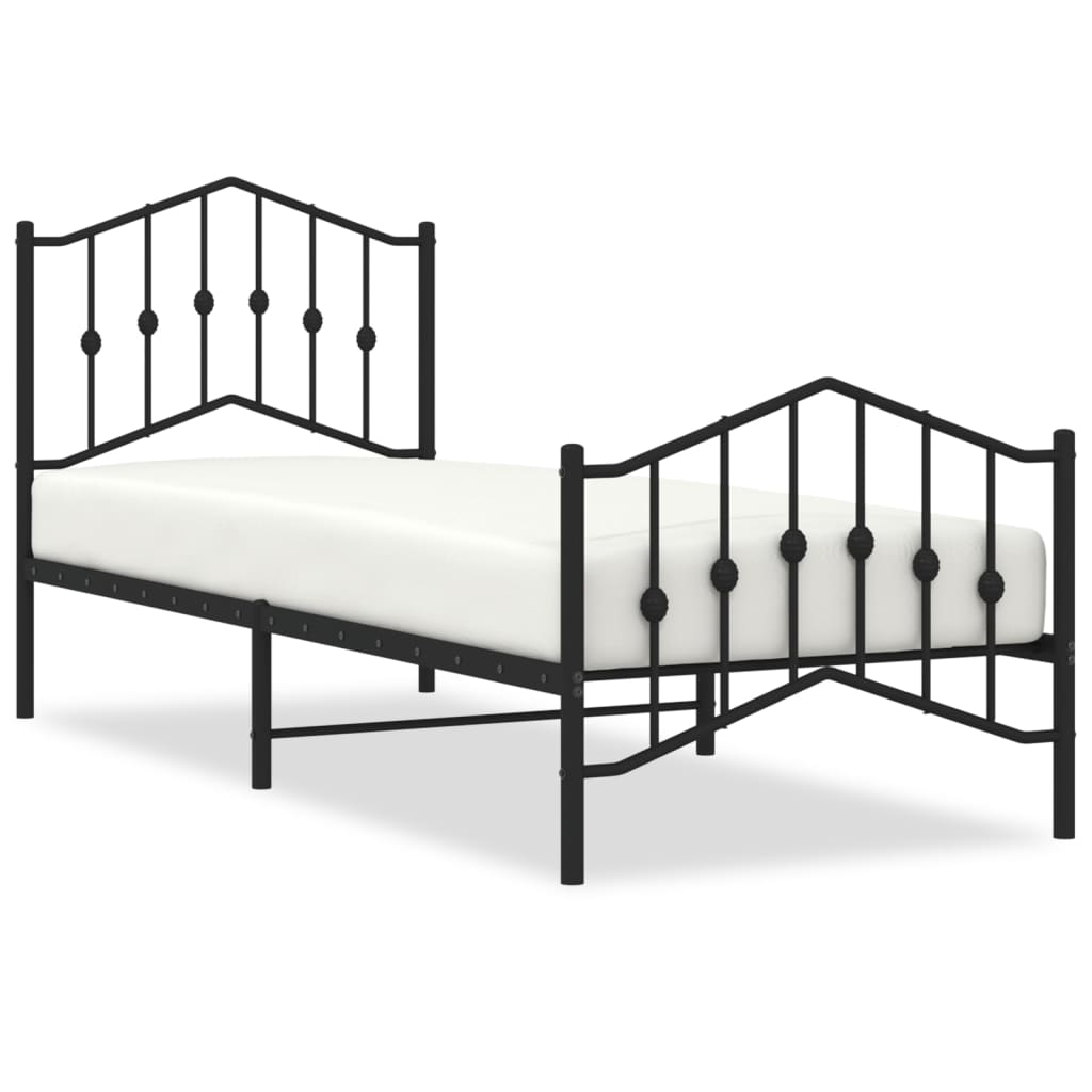Łóżko Metalowe Czarne Rama Łóżka Ze Stelażem Do Sypialni Pokoju 80x200
