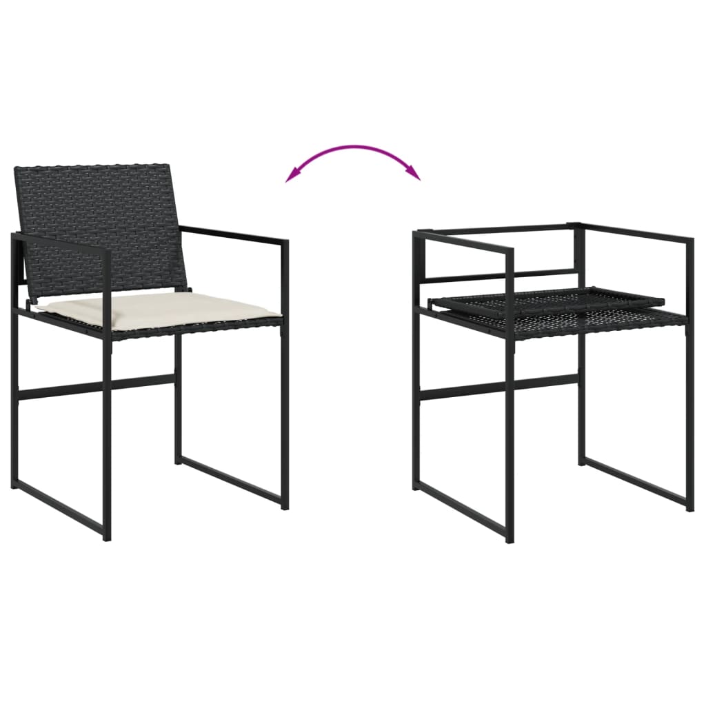 Set de muebles jardín 5 piezas con cojines ratán sintético negro - 8