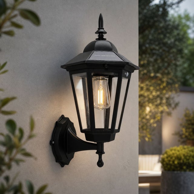 Lampe murale solaire rétro avec détecteur de mouvement, étanche IP65, ABS robuste, 3 modes d'éclairage, idéal pour jardin et terrasse