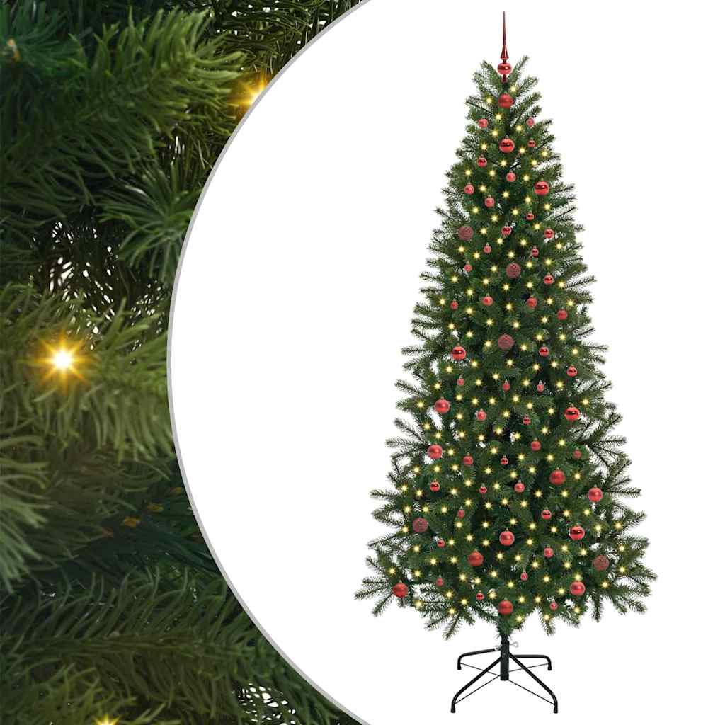 Sztuczna choinka z 300 diodami LED Zielony 240 cm PE i PVC