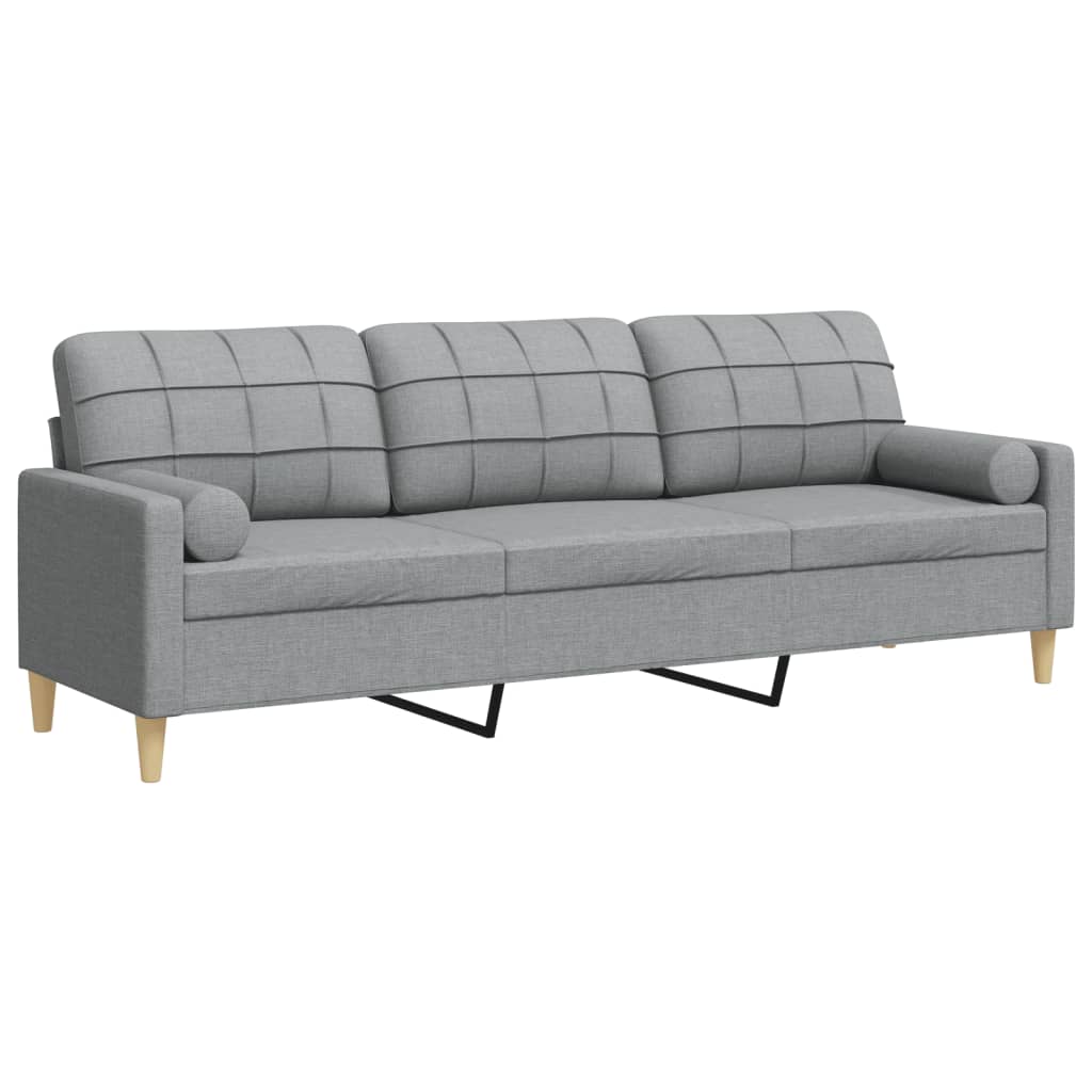 Sofá de 3 plazas | sofá de salón | sofá de descanso con cojines tela gris claro 210 cm cfw827458
