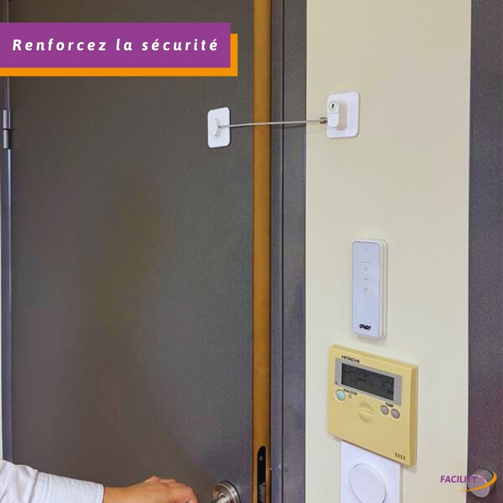 Verrou de sécurité pour enfant - Lot de 2 serrures autocollantes blanches avec clé - Protection portes et tiroirs - 5