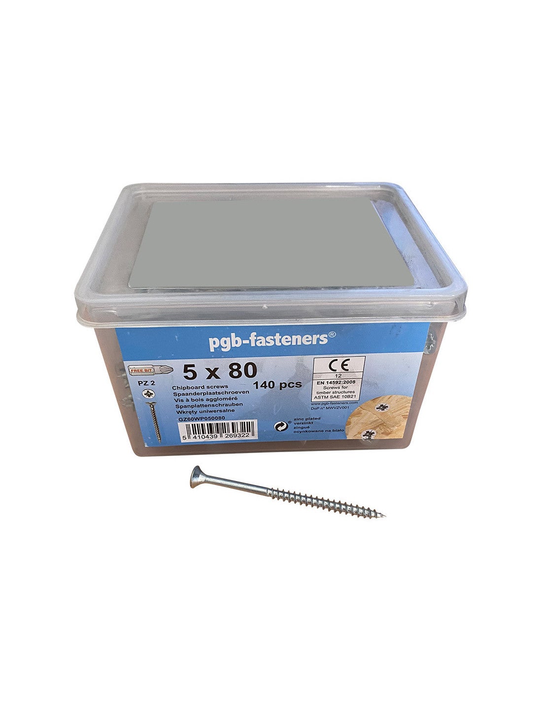 Seau de 140 Vis bois agglo 5X80 Tête fraisée Pozi N°2 Acier zingué-1 ...