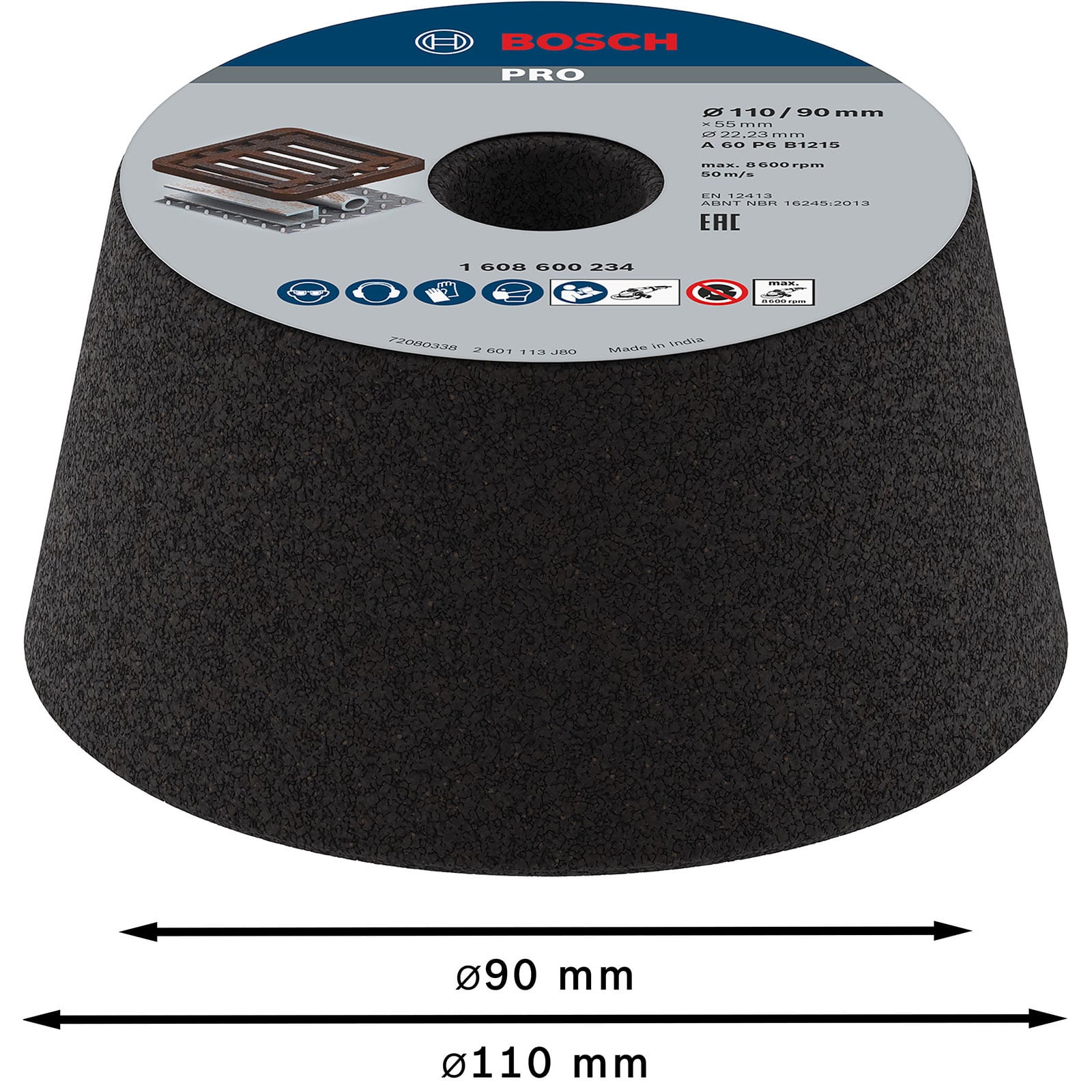 Bosch PRO Metal Stożkowy garnek szlifierski 90 x 110 x 55 mm G60 - 1608600234 - 3