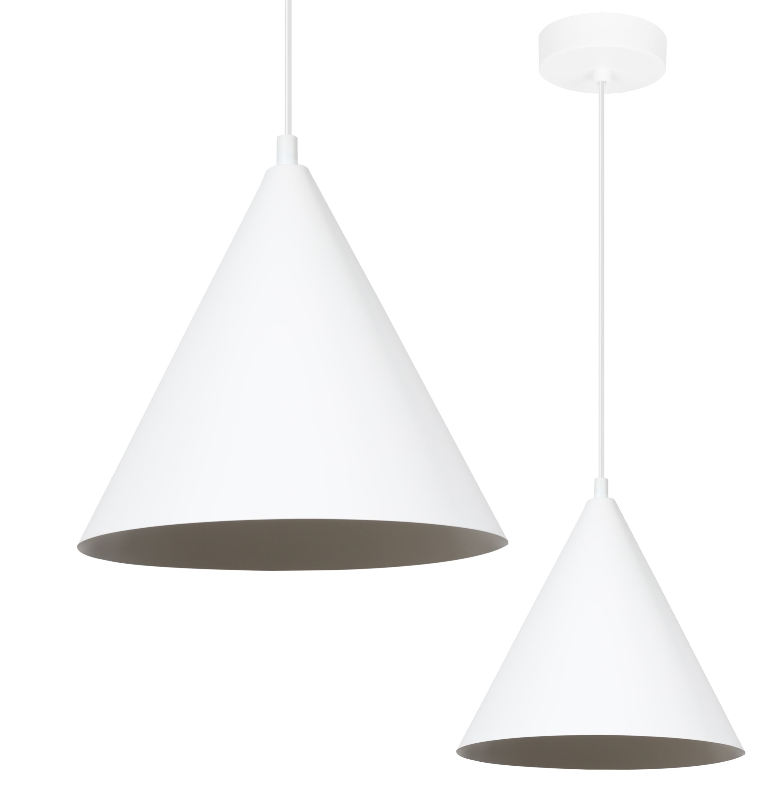 Lampa sufitowa wisząca Soho modern 1xE27 klosz stożek 25cm biała Light Home LH