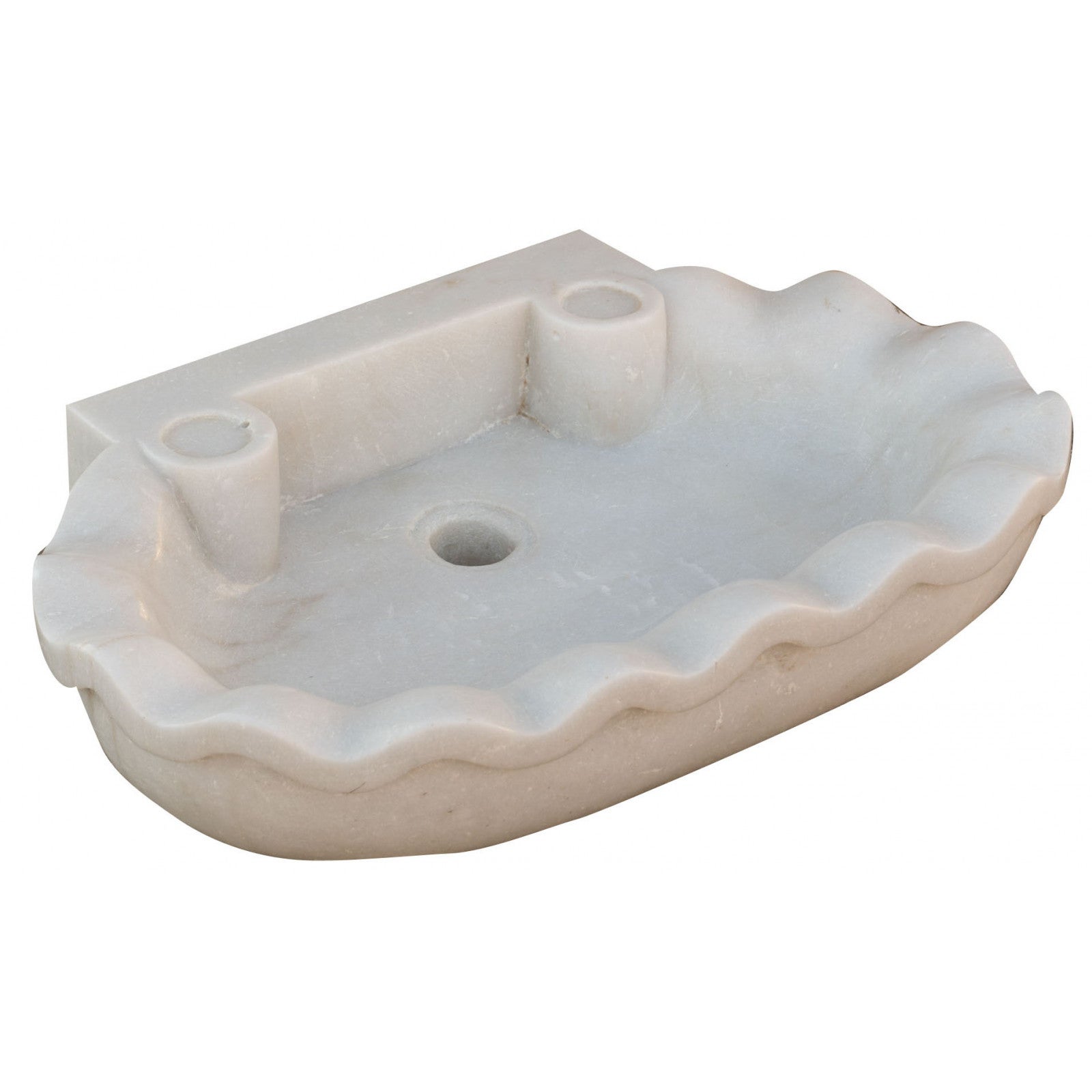 Biscottini lavabo de baño de mármol - lavabo sobre encimera con acabado blanco envejecido - lavabo para baño - 58x39x13