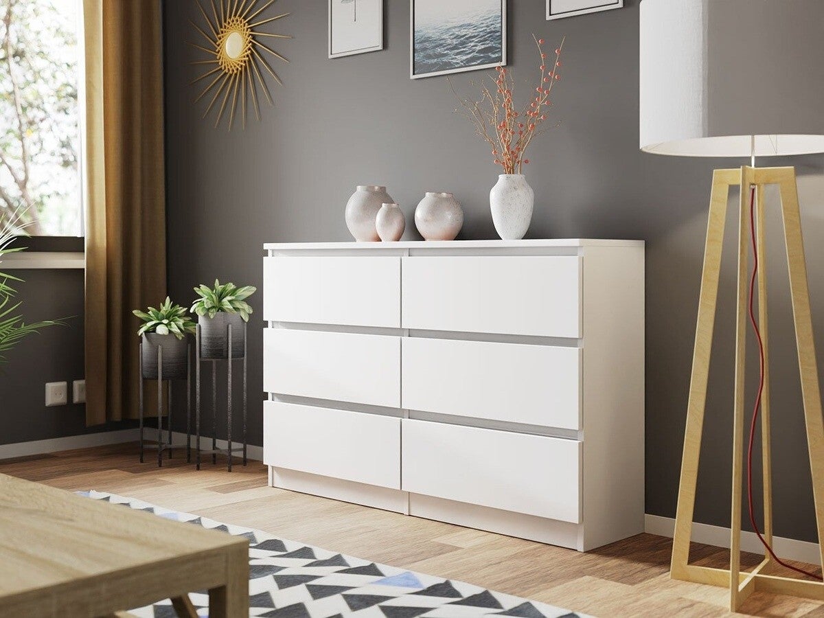 Commode MALWA 120 cm 6 tiroirs Blanc - 6