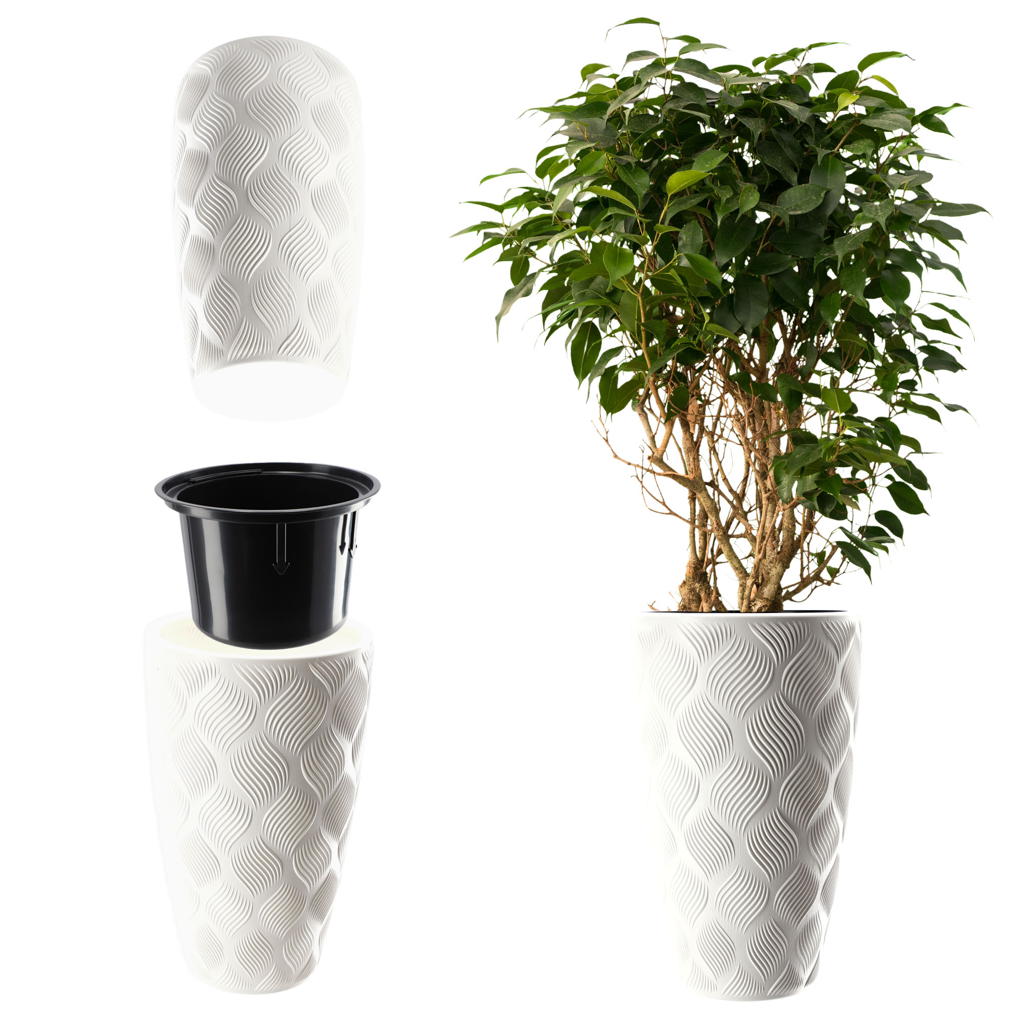 DONICZKA DONICA NA KWIATY Z WKŁADEM 48cm OSŁONKA KWIETNIK PLASTIKOWA WYSOKA