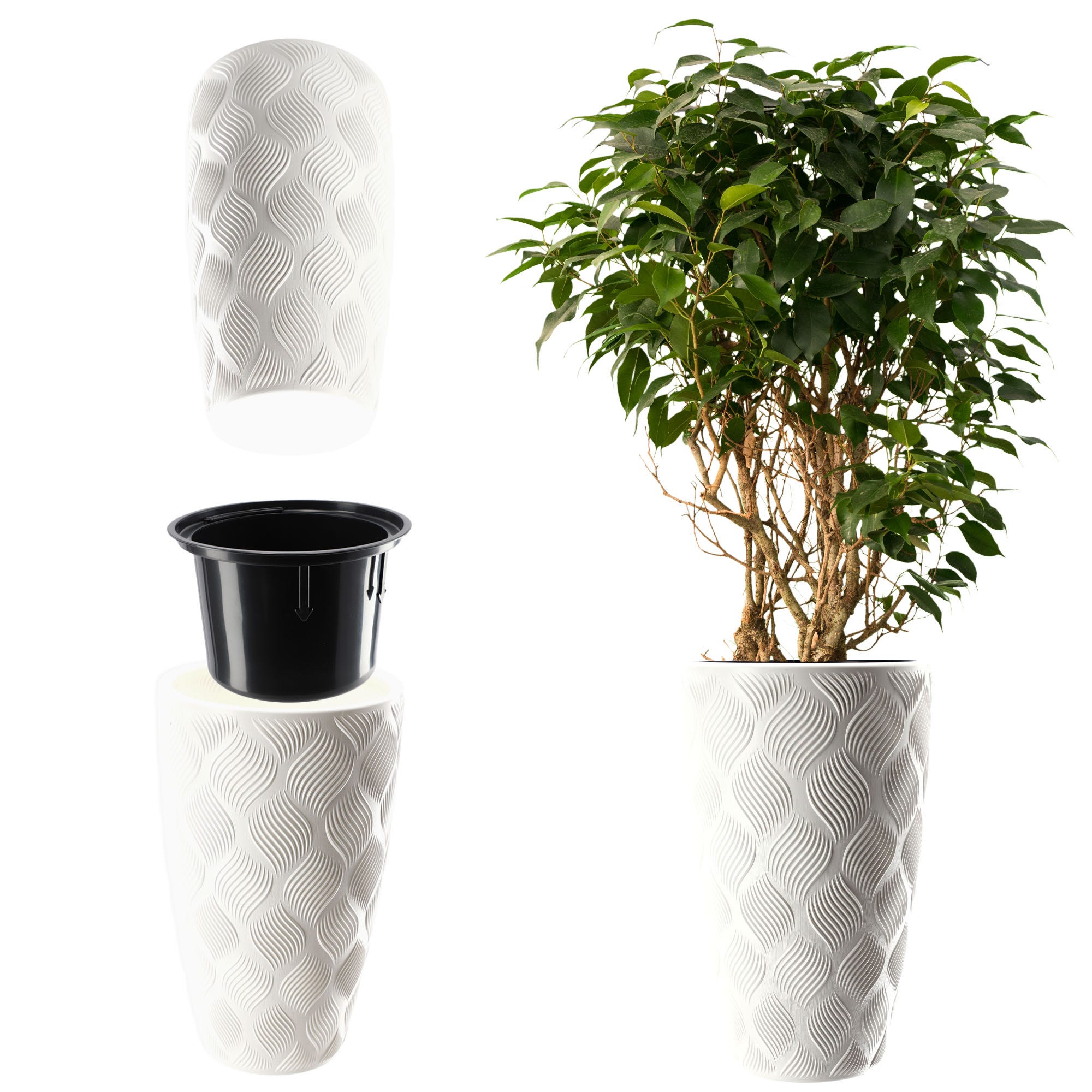 Vaso da fiori di 16.3 litri con inserto 22,5 x 22,5 x 42 cm in Vaso da fiori di 16.3 litri con inserto 22,5 x 22,5 x 42 cm in