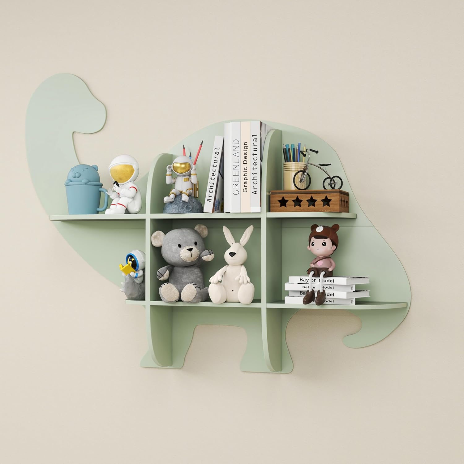 Étagère murale en bois à 5 niveaux, décoration de chambre d'enfant, organisateur de rangement pour jouets｜Homary