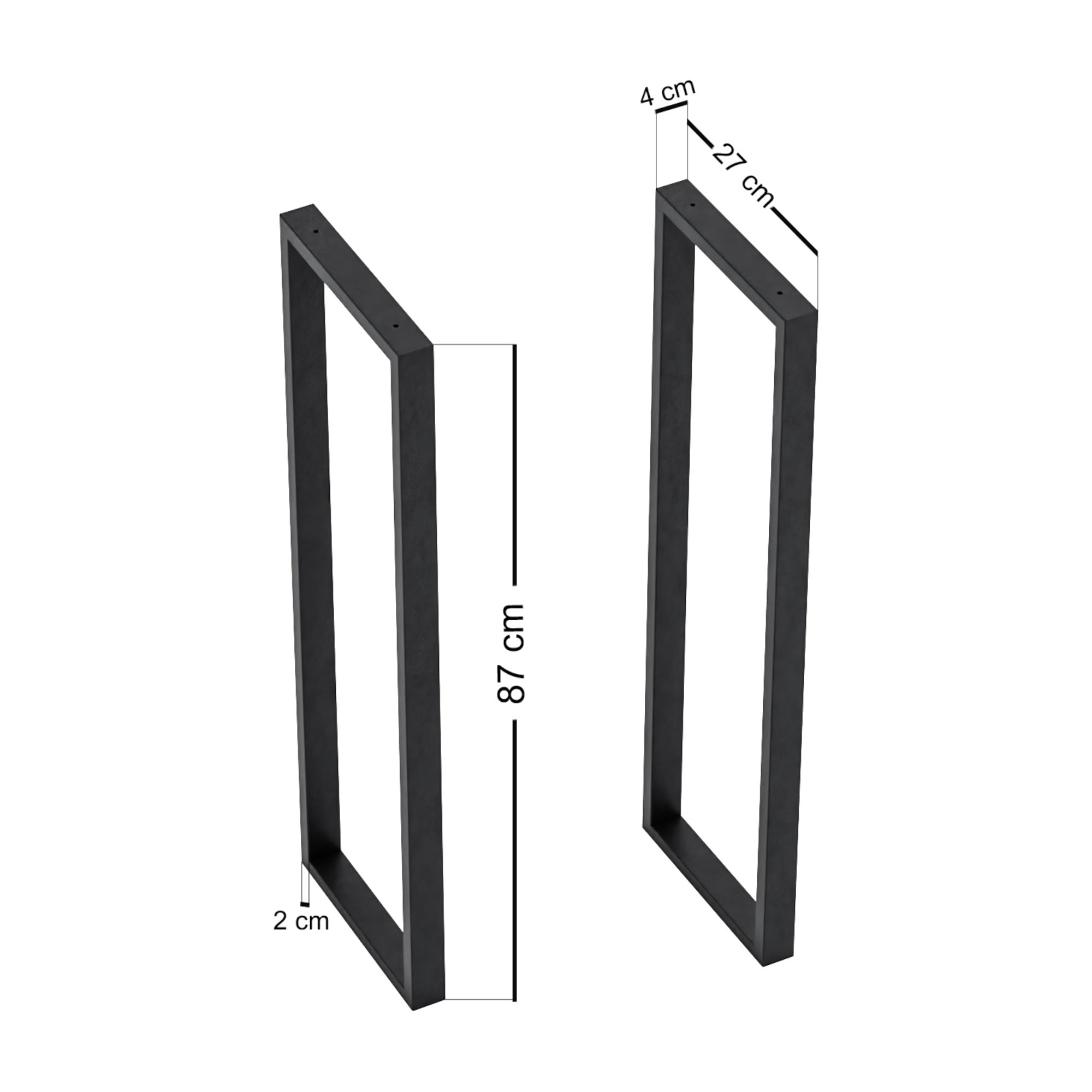 Set de 2 pieds de table Kauniainen acier 87 x 27 x 4 cm noir [en.casa] - 2