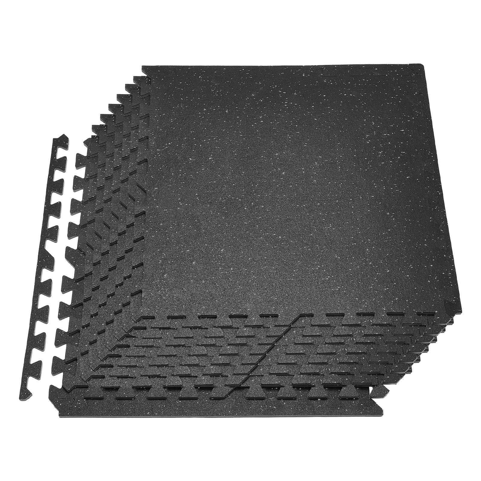 Covorașe Puzzle VEVOR de podea, 12 piese, 61x61x1 cm, plăci din spumă EVA, protecție pentru podea pentru sală, casă și birou, negre/gri
