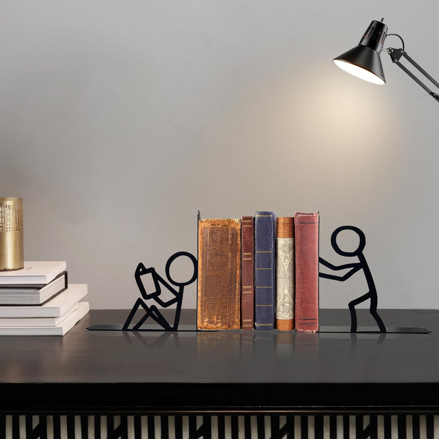 Serre-livres en métal, serre-livres décoratifs, décoration d'étagère, adaptés à la maison, au bureau et à l'école - 5