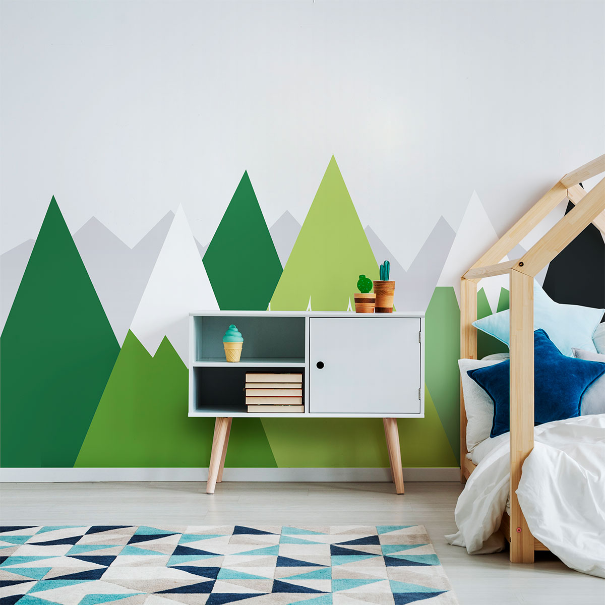 Vinilo niño escandinavo de montaña eka - adhesivo de pared - revestimiento sticker mural decorativo - 110x165cm