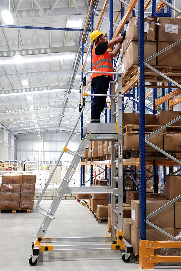 Escabeau roulant 4 marches - Hauteur max. de travail 3.00m - Portillon saloon - RD0012-1 - 4