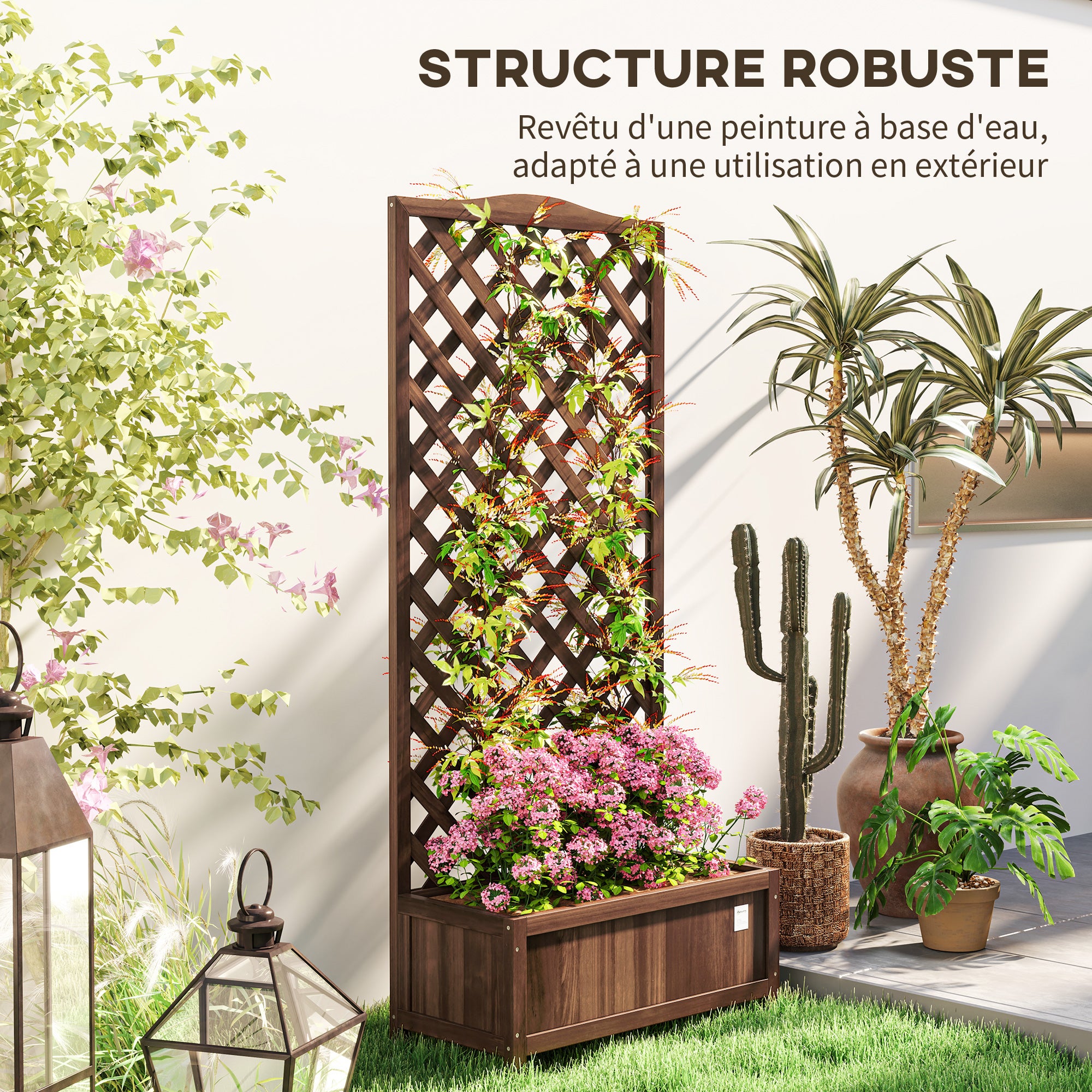 Jardinière avec treillis bois de sapin Outsunny - 7