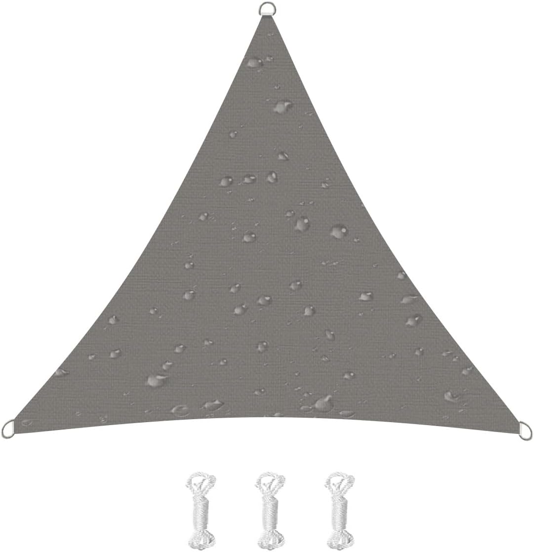 Trójkątny żagiel przeciwsłoneczny, ochrona UV, tkanina Oxford, na patio, balkon i do ogrodu (2,4 x 2,4 x 2,4 m, szary)