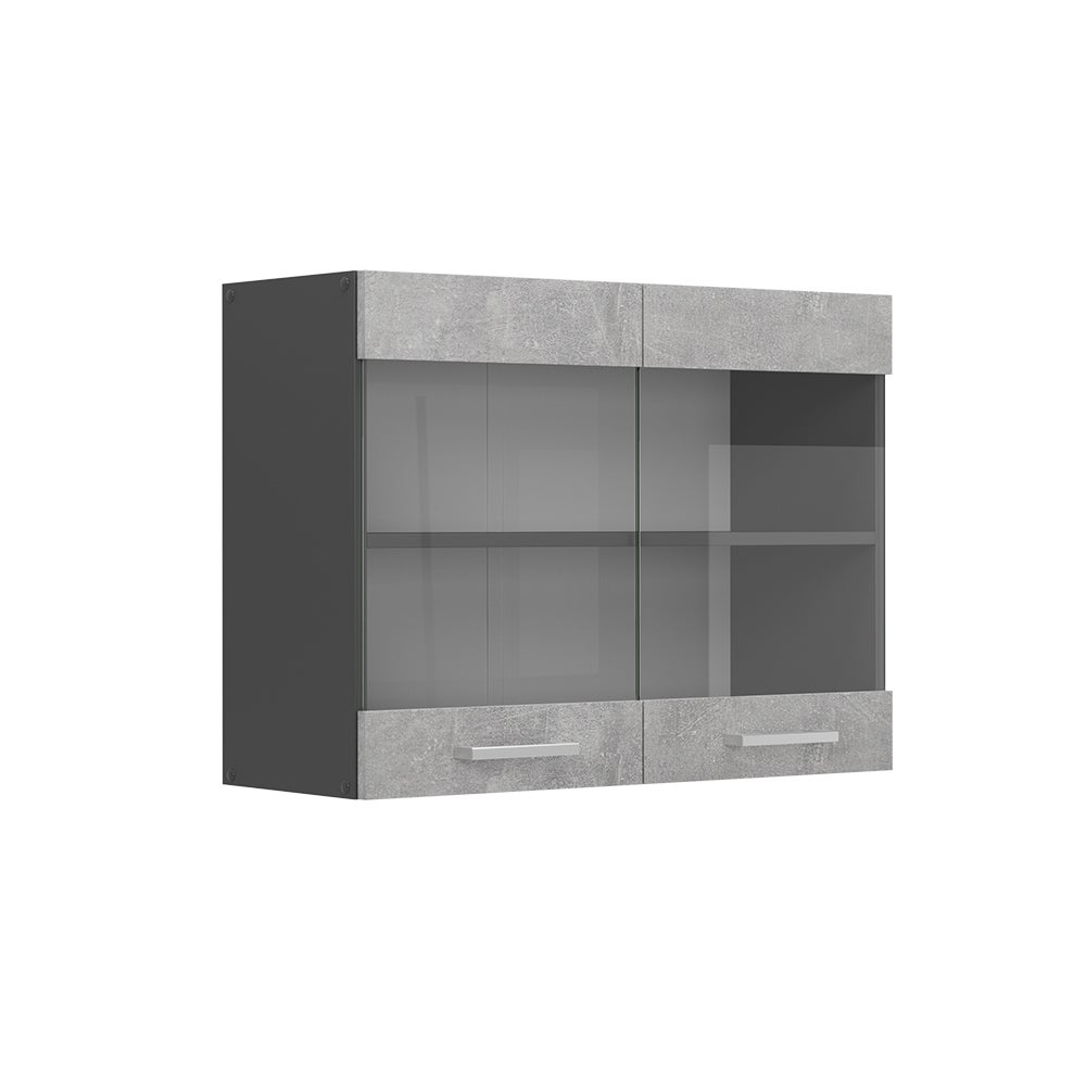Vicco Szklana szafka kuchenna R-Line, Beton, 80 cm