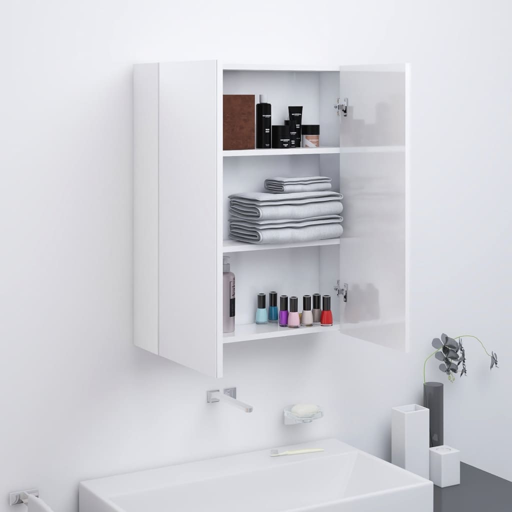 Maison exclusive - armario de espejo de baño mdf blanco brillante 60x15x75 cm